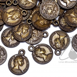 จี้อะคริลิค 11มม. ลายเหรียญเล็ก สีสนิม (100 กรัม) SKU-03067