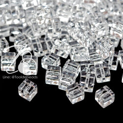 ลูกปัดอะคริลิค 10มม. ลายเต๋าแท่งเหลี่ยม สีใส (500 กรัม) SKU-13337