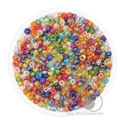 ลูกปัดเม็ดทราย 8/0 โทนรุ้ง คละสี (450 กรัม) SKU-08957