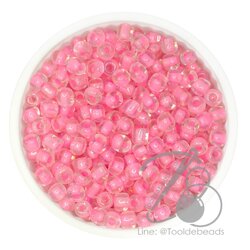 ลูกปัดเม็ดทราย 6/0 สอดไส้ สีโอรส (15 กรัม) SKU-08614