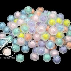 ลูกปัดอะคริลิค 12มม. ลายมะยมสอดไส้ คละสีขุ่นใส (500 กรัม) SKU-14175