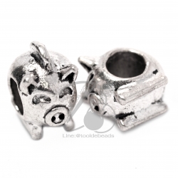 ลูกปัดโรเดียม 45 7*10มม. ลายหมู (1 ชิ้น) SKU-03468