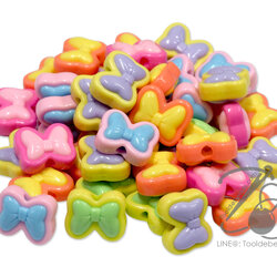 ลูกปัดอะคริลิค ทรงนูน 20*17มม. ลายโบว์ สีหวาน (500 กรัม) SKU-14145