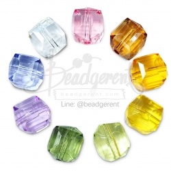 ลูกปัดอะคริลิค 18มม. ทรงเหลี่ยม คละสีใส (500 กรัม) SKU-04612