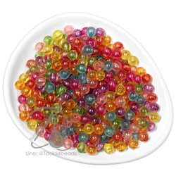 ลูกปัดอะคริลิค 6มม. ทรงกลม คละสีใส (15 กรัม) SKU-09521