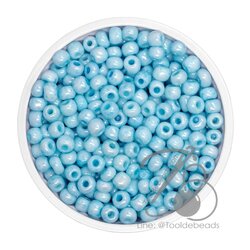 OK Brand ลูกปัดเม็ดทราย 6/0 โทนมุกด้าน สีฟ้า (450 กรัม) SKU-09094