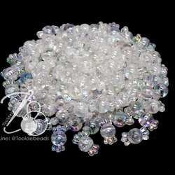 ลูกปัดพลาสติก เคลือบรุ้ง 21*12มม. ลายทอฟฟี่ สีขาวรุ้งใส (15 กรัม) SKU-09533