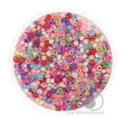 ลูกปัดเม็ดทราย 8/0 สอดไส้ คละสี (100 กรัม) SKU-08960