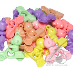 จี้อะคริลิค 35มม. ลายลิงขี่มอเตอร์ไซค์ คละสีหวาน (500 กรัม) SKU-17556