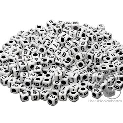 ลูกเต๋าตัวเลข 6*6มม. พื้นขาว อักษรดำ (80 กรัม) SKU-12194