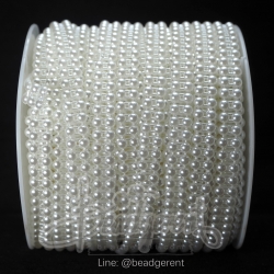 มุกเส้น 4มม. เส้นคู่ สีขาว (25 หลา) SKU-01854