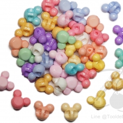 ลูกปัดอะคริลิค 16มม. ลายมิ้กกี้เมาส์ ร้อยข้าง คละสีหวาน (225 กรัม) SKU-02936