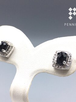 ต่างหูนิลสี่เหลี่ยมล้อมCZ