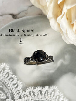 HILISE: แหวนนิลล้อมนิลไขว้ Infinity เงินแท้ 925 ชุบ Black Rhodium สวยสะดุดตา เสน่ห์เกินต้าน