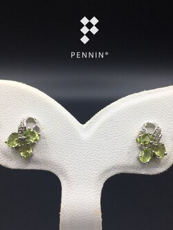 ต่างหูโบว์เพชรCZประดับพลอยเพอริดอท