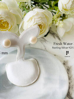 ต่างหูไข่มุกเงินแท้ ไข่มุกน้ำจืด สีขาวน้ำนม ขนาด 8mm แบบเม็ดเดี่ยว หวานน่ารัก ใส่ได้ทุกโอกาส