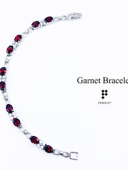 สร้อยข้อมือโกเมน บ่อไร่ตราดแท้ สีแดงอมดำ สวยเข้ม ขนาด 7x5mm 10 เม็ด เสริมสุขภาพ และความรัก