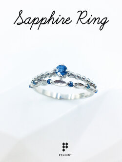 Little Miss Ring : แหวนไพลินซ้อนสองชั้น ดีไซน์มินิมอลน่ารัก พลอยแท้จากจันทบุรี เงินแท้ชุบทองขาว