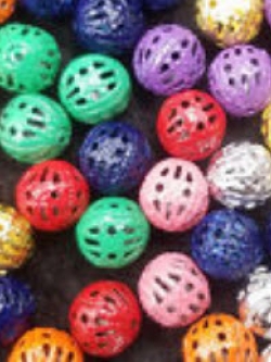 ลูกปัดตะกร้ออัลลอย 8 ม.ม. คละสี / 100 เม็ด