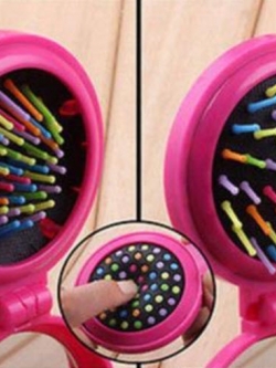 หวีแฟนซีพกพา พร้อมกระจก สีแดง