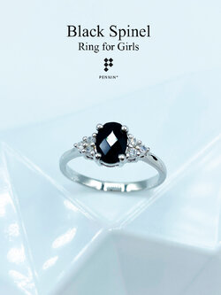 แหวนนิล (Black Spinel Ring) ขนาบเพชรสวิส CZ นิล 7x5mm เจียระไนตาข่าย สวย หรู ดึงดูดโชคลาภ