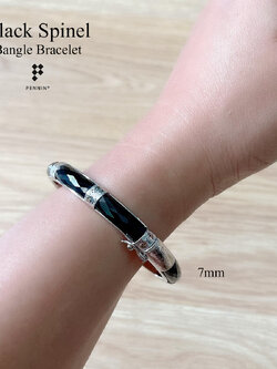 [SALE20%]กำไลนิลแท้ (กำไลนิลโอ) 7mm เงินแท้ 925 ชุบทองคำขาว เสริมดวงค้าขายราบรื่นมีกำไร