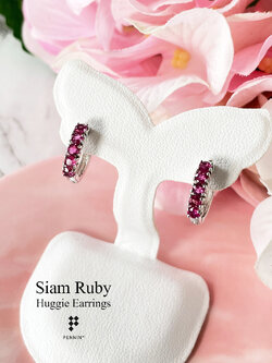 ต่างหูทับทิมสยาม ฝังหนามเตย แบบห่วงคลิป แข็งแรง ไม่หลุดง่าย เงินแท้ 925 ชุบทองขาว เสริมโชคลาภ