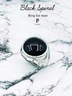 แหวนผู้ชายนิลแท้ กลมหลังเบี้ย ตัวเรือนเงินแท้ 92.5% ชุบทองขาว ดีไซน์เรียบเท่ ใส่ได้ทุกวัน เพิ่มพลังบวก ปกป้องคุ้มครอง