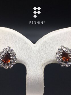 ต่างหูซิทรินหยดน้ำล้อมเพชรCZ