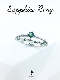 Little Miss Ring : แหวนเขียวส่องหรือมรกตจันท์ ดีไซน์มินิมอลน่ารัก พลอยแท้จันทบุรี เงินแท้ชุบทองขาว