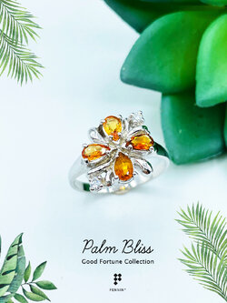 Palm Bliss: Thursday แหวนพลอยแท้ เสริมความสุข ความสำเร็จ สำหรับสาววันพฤหัสบดี เงินแท้ 925 ชุบทองขาว
