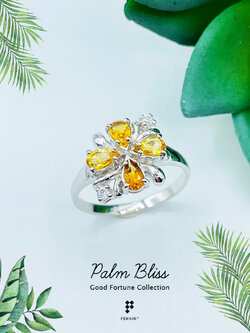 Palm Bliss: Monday แหวนพลอยแท้ เสริมดวงความสุข ความสำเร็จ สำหรับสาววันจันทร์ เงินแท้ 925 ชุบทองขาว