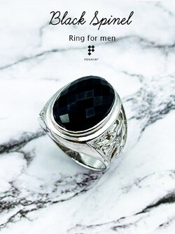 แหวนผู้ชายนิลแท้ ตัวเรือนเงินแท้ 92.5% ชุบทองขาว แกะลายมังกร เสริมอำนาจบารมี ปกป้องคุ้มครอง