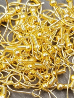 ตะขอต่างหู 18 ม.ม. สีทอง / 100 อัน