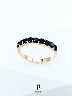 Black Pink Ring : แหวนนิลเรียงเก้าเม็ด เงินแท้ 925 ชุบพิ้งค์โกลด์ สวยหวานซ่อนเปรี้ยว ดึงดูดโชคลาภ