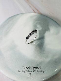 แหวนแถวนิลแท้ แบบมินิมอล น่ารัก เงินแท้ชุบทองคำขาว ช่วยปกป้องคุ้มครอง นำโชคลาภ