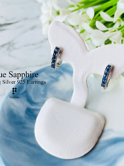 ต่างหูไพลิน จันทบุรี แบบห่วงคลิป แข็งแรง ไม่หลุดง่าย เงินแท้ 925 เสริมโชคลาภ