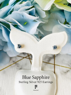 ต่างหูไพลิน กาญจนบุรี แบบเม็ดเดี่ยว หนามเตย 3mm