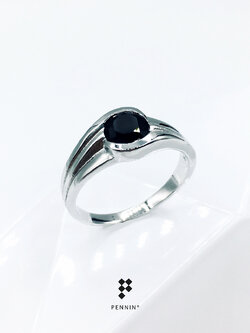 แหวนนิลเจียน้ำทรงกลม เรือนเงินแท้ 92.5% เรียบ เท่ ใส่ได้ทุกโอกาส ดึงดูดโชคลาภ ปกป้องคุ้มครอง