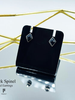 [SALE20%] ต่างหูนิลแท้ รูปข้าวหลามตัด เงินแท้ 925 ชุบทองขาว ดึงดูดโชคลาภ ปกป้องคุ้มครอง