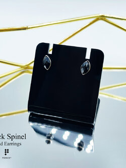 [SALE20%] ต่างหูนิลแท้ เจียระไนรูปมาคี เงินแท้ 925 ชุบทองขาว ใส่ติดหูได้ทุกวัน ปกป้องคุ้มครอง