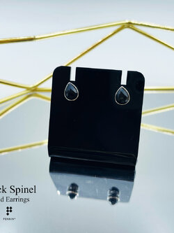 ต่างหูนิลแท้ รูปหยดน้ำ เงินแท้ 925 ชุบทองขาว ดึงดูดโชคลาภ ปกป้องคุ้มครอง