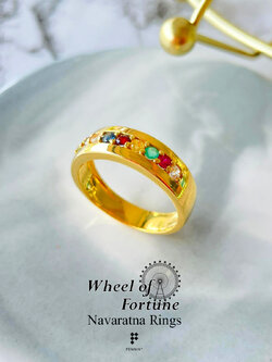 [SALE20%]แหวนนพเก้าสำหรับหนุ่มๆ Wheel of Fortune V:วงล้อแห่งโชคลาภ เงินแท้ชุบทอง พลอยนพเก้าแท้ตามตำราไทย สวย เรียบ เท่