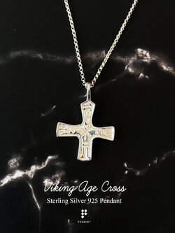 กางเขนเงินสั้น เงิน Viking Aged Cross ขนาด 2x2cm
