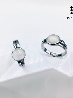 Sun & Moon แหวนมุกดาหารคู่กับเพชรสวิส CZ เกรด TOP 6A เรียบ เท่ มีสไตล์ไม่เหมือนใคร เสริมเสน่ห์ ดึงดูดโชคลาภ