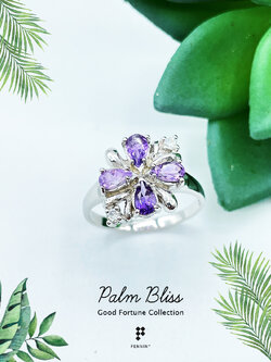 Palm Bliss: Saturday แหวนพลอยแท้ เสริมดวงความสุข ความสำเร็จ สำหรับสาววันเสาร์ เงินแท้ 925 ชุบทองขาว