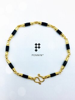 สร้อยข้อมือนิลแท้ ทองคำแท้ ดีไซน์แบบไทยคลาสสิค นน.ทองเกือบ 1 สลึง ยาว 17 ซม.