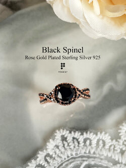 HILISE: แหวนนิลล้อมนิลไขว้ Infinity เงินแท้ 925 ชุบ Rose Gold สวยหวาน เสน่ห์เกินต้าน