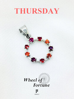 จี้พลอยแท้ Wheel of Fortune พลอยทับทิม เสริมดวงการเงินสำหรับคนวันพฤหัสบดี เงินแท้ ชุบทองคำขาว