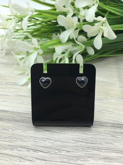 ต่างหูนิลแท้ รูปหัวใจ เงินแท้ 925 ชุบทองคำขาว สวย เรียบ เท่ ใส่ติดหูได้ทุกวัน ดึงดูดโชคลาภ ปกป้องคุ้มครอง